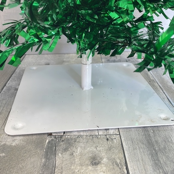 Red and green tensile Christmas trees. Approx 2 1/2 ft tall. Sits on metal base. - Picture 7 of 7